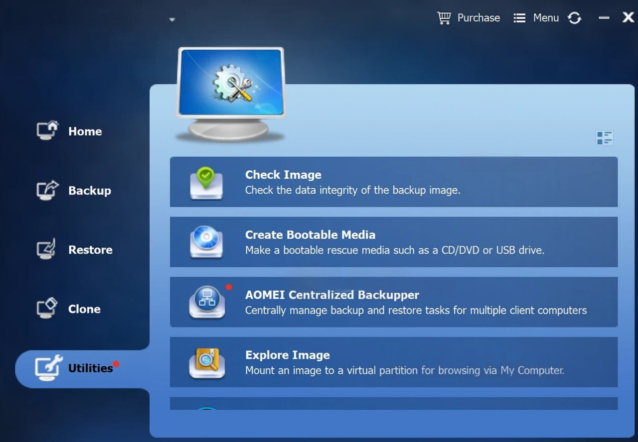 Screenshot von AOMEI Backupper Technician Plus
